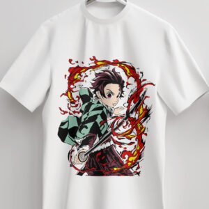 tanjiro flame sword t shirt – blue