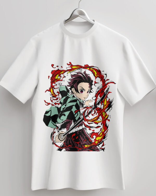 tanjiro flame sword t shirt – blue