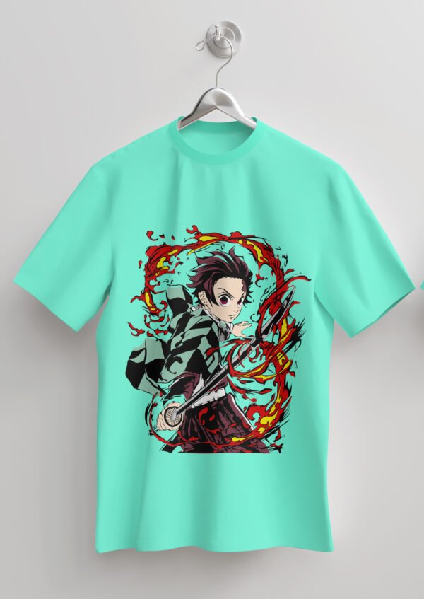 tanjiro flame sword t shirt – blue