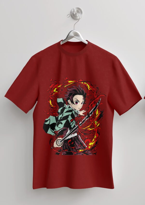 tanjiro flame sword t shirt – blue