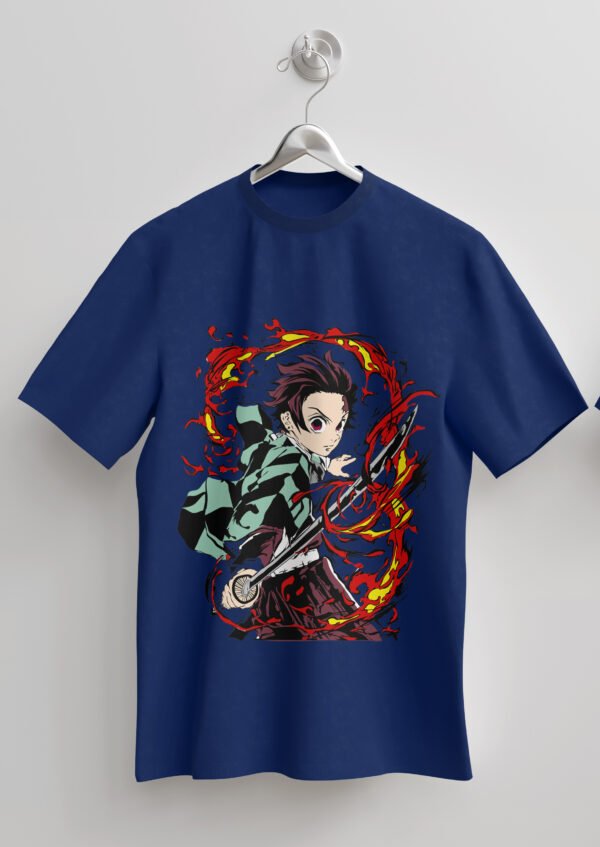 tanjiro flame sword t shirt – blue
