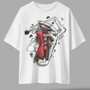 oversized graffiti spray can graphic t shirt – white